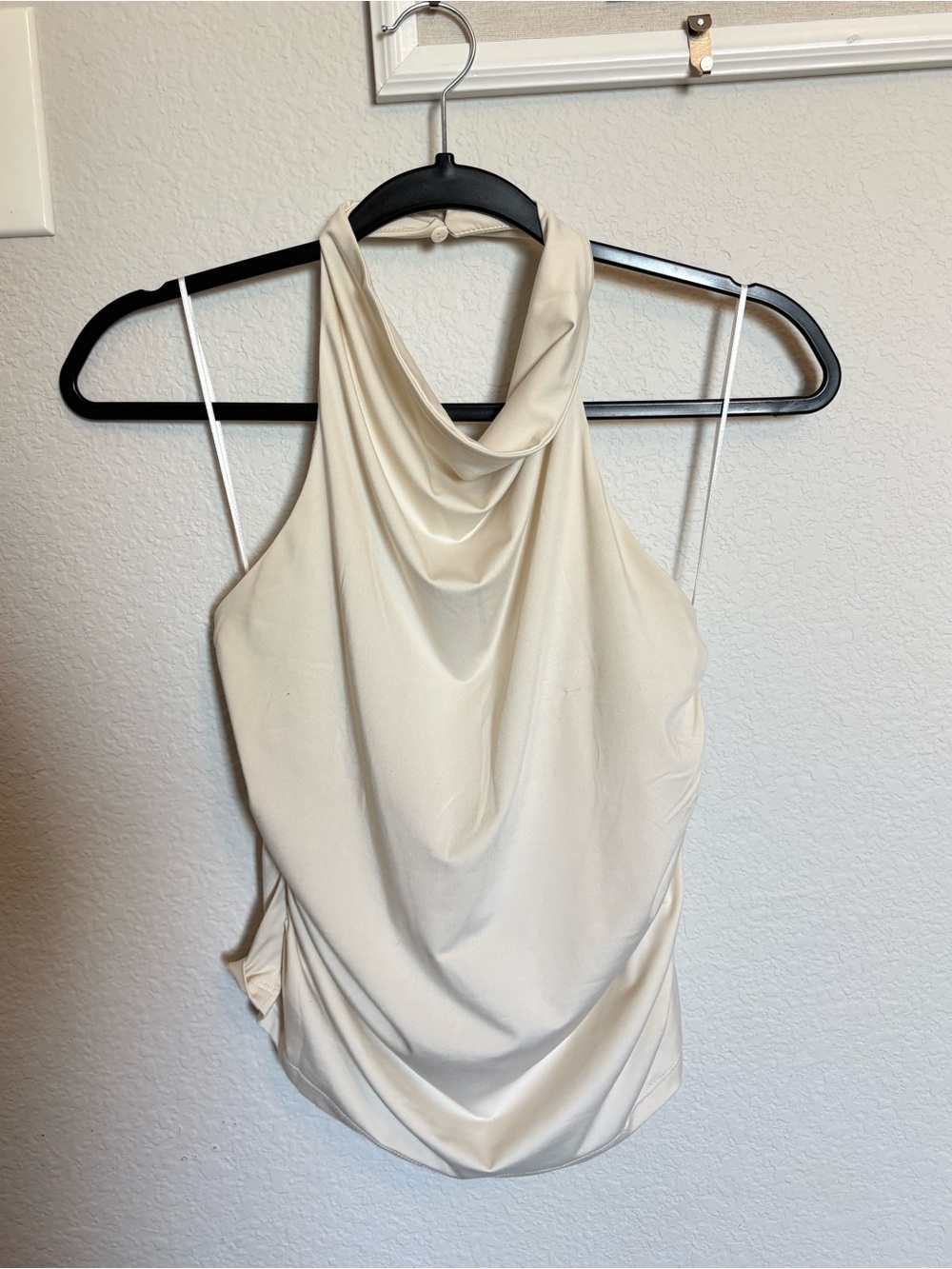 H&M Cream Draped Halter Cowl Neck Camisole